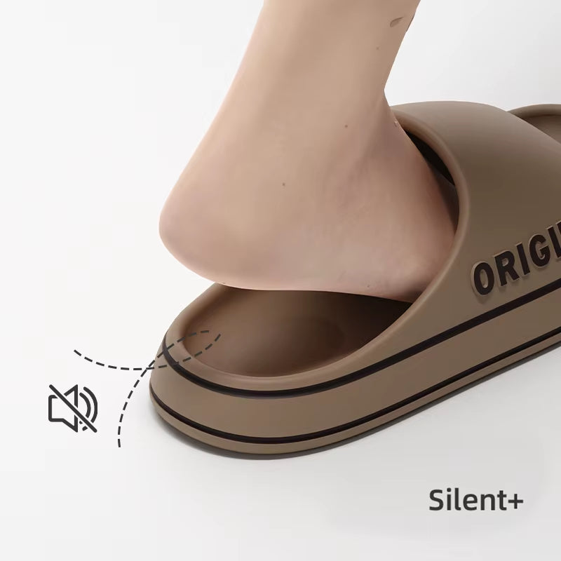 Feslishoet Women Letter Slippers Beach Slides Solid Color Mens Thick Sole Indoor Bathroom anti Slip Shoes Summer Couple Sandals