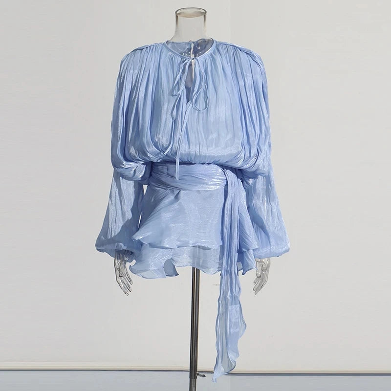 Elegant Splice Lace-Up Dress