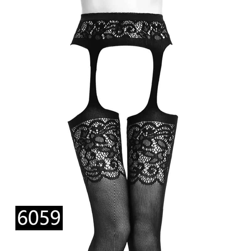 Women’s Black Fishnet Stockings with Garter Belt