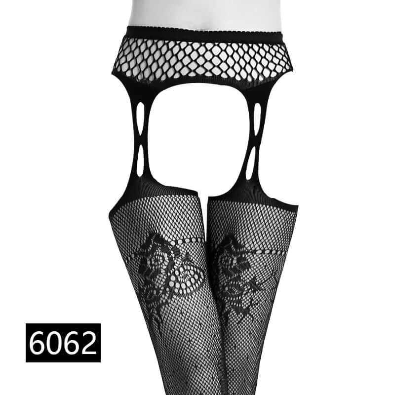 Women’s Black Fishnet Stockings with Garter Belt