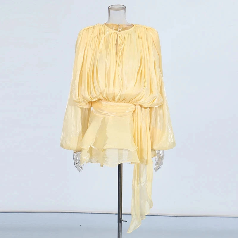 Elegant Splice Lace-Up Dress