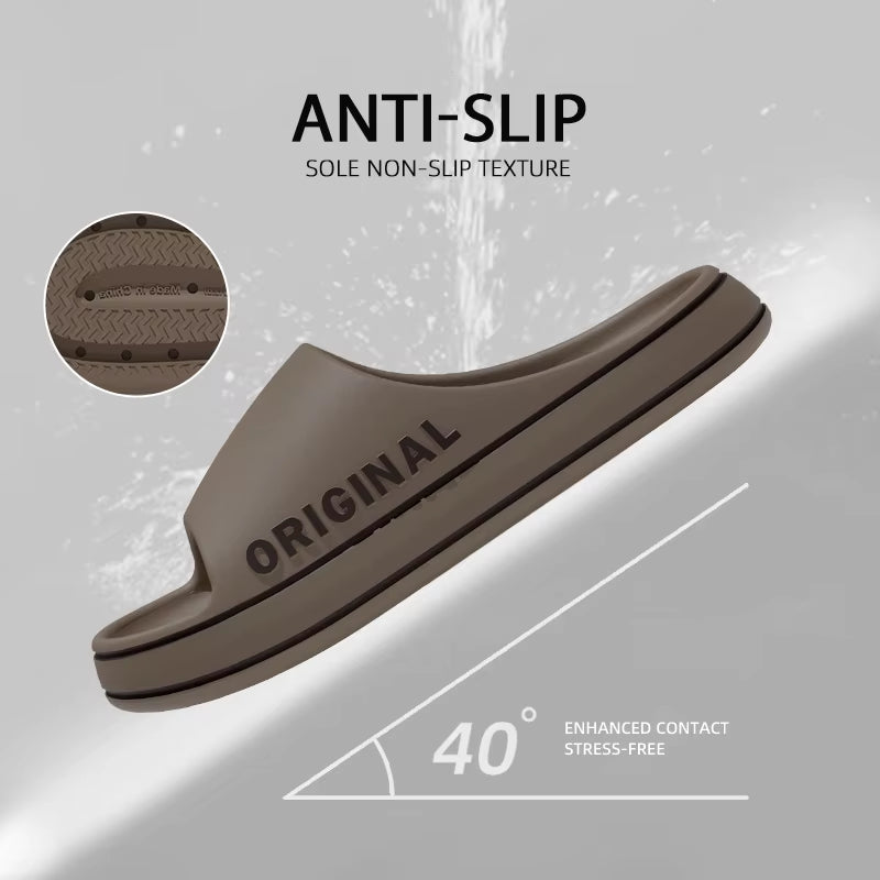 Feslishoet Women Letter Slippers Beach Slides Solid Color Mens Thick Sole Indoor Bathroom anti Slip Shoes Summer Couple Sandals
