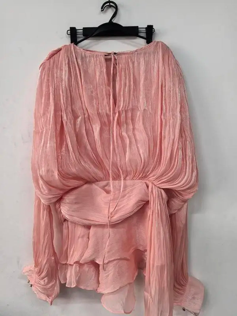 Elegant Splice Lace-Up Dress