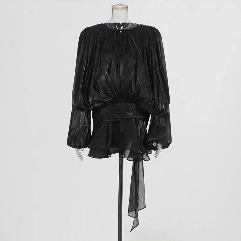 Elegant Splice Lace-Up Dress