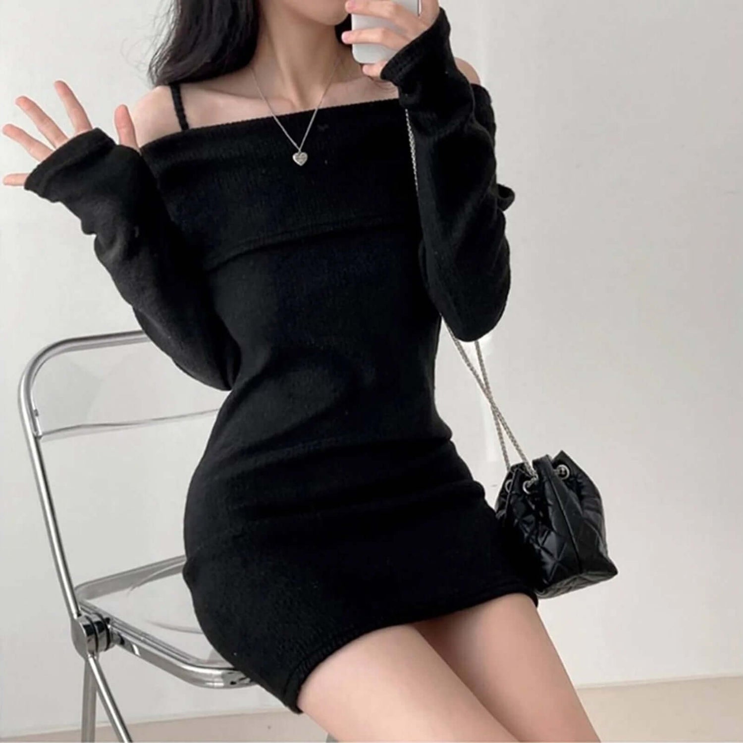 Women’s Cold Shoulder Sweater Dress