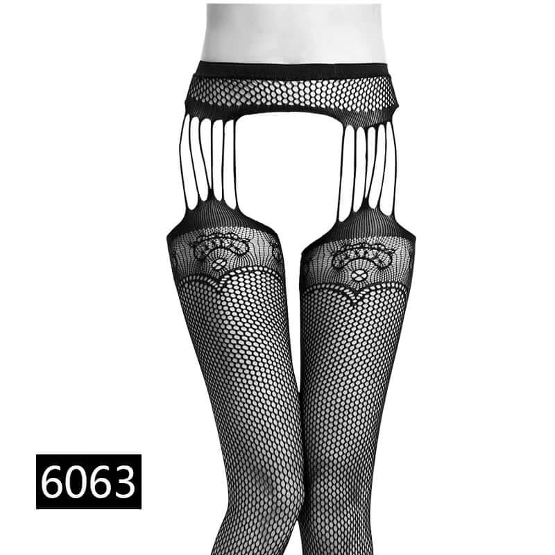 Women’s Black Fishnet Stockings with Garter Belt