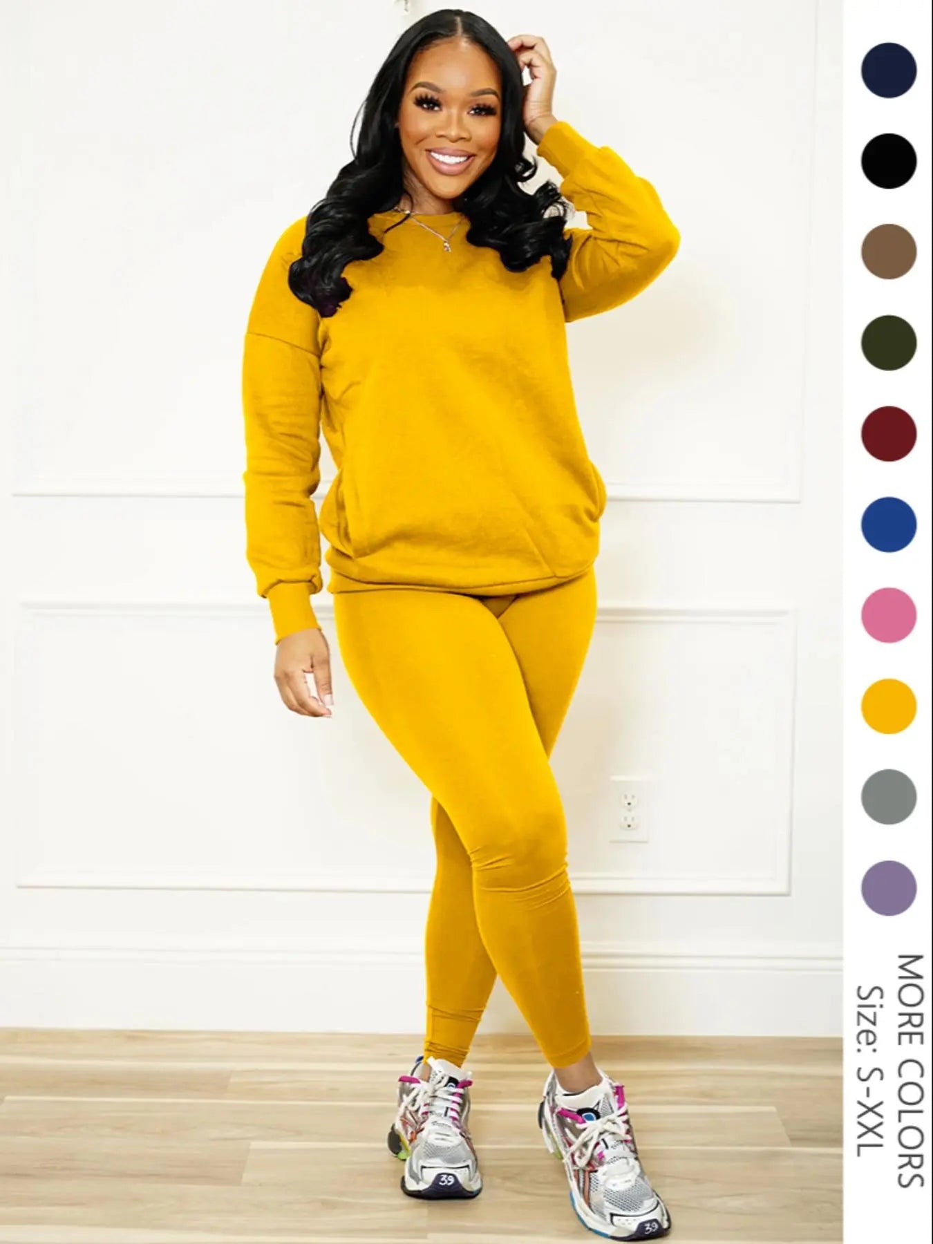 Drop Shoulder Sweatshirt &amp; Elastic Waist Pants Set