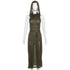 Solid Split-Side Midi Dress for Women