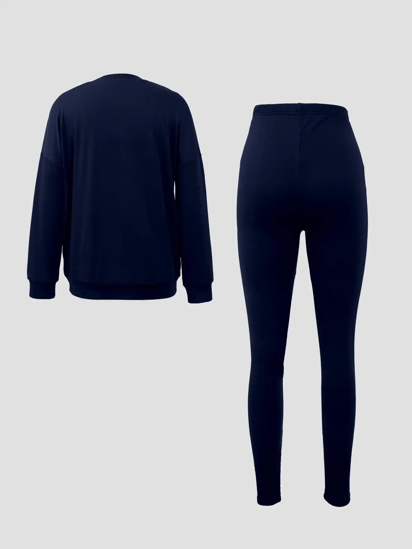 Drop Shoulder Sweatshirt &amp; Elastic Waist Pants Set