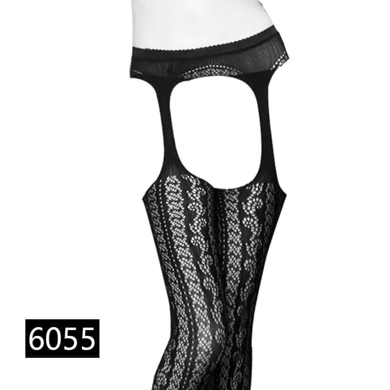 Women’s Black Fishnet Stockings with Garter Belt-