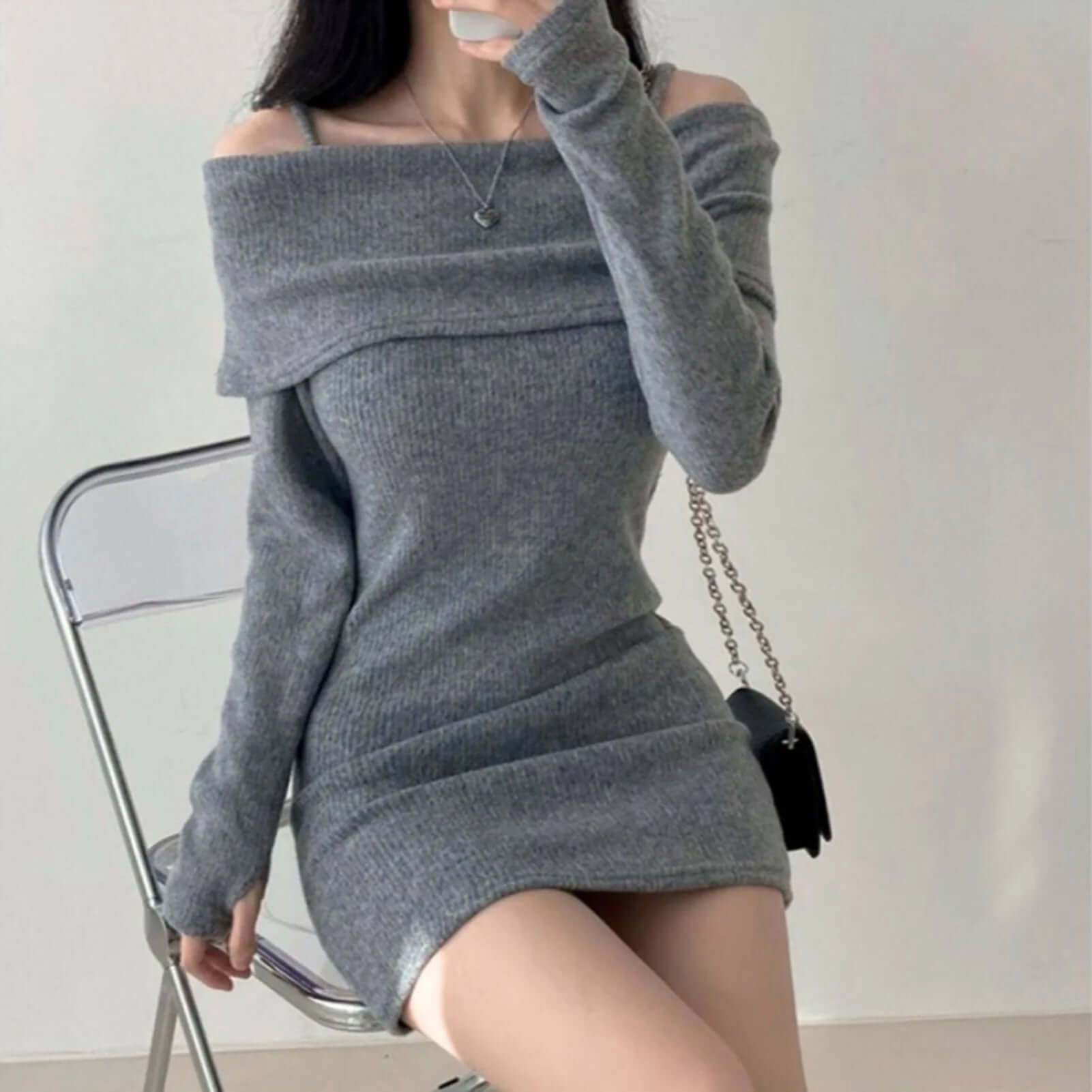 Women’s Cold Shoulder Sweater Dress
