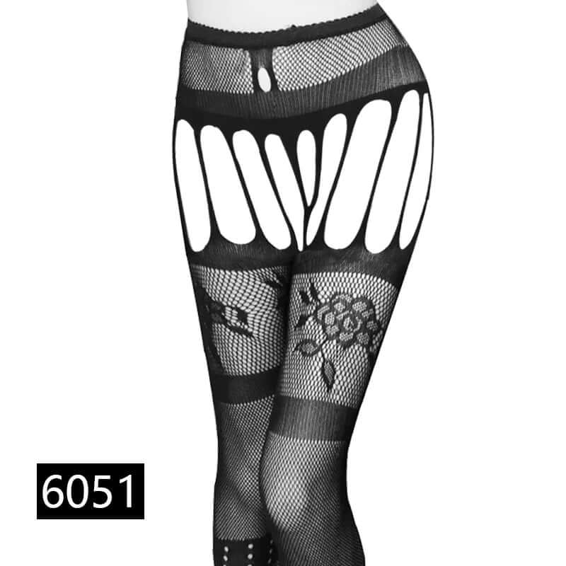 Women’s Black Fishnet Stockings with Garter Belt