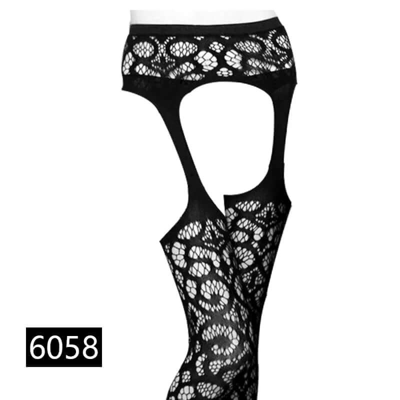 Women’s Black Fishnet Stockings with Garter Belt