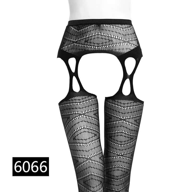 Women’s Black Fishnet Stockings with Garter Belt