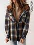 Plaid Hooded Casual Outerwear